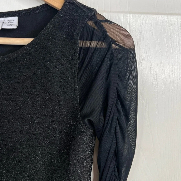 Noisy May Women's Black Glitter Mesh Long Sheer Sleeve Party Top Size XS - Picture 5 of 12